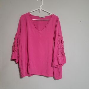 Rusttydustty Womens Top Size 3XL Hot Barbie Pink Tunic Soft Shape Blouse Boho